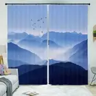 Wonderful Blue Mountains 3D Blockout Photo Print Curtain Fabric Curtains Window