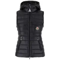 在飛比找momo購物網優惠-【MONCLER】女款 GLYGOS 連帽羽絨背心-黑色(1