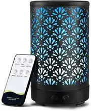 Devanti Aroma Diffuser, 100ml Air Humidifier Purifier Essential Oils Car Freshener Vaporizer Aromatherapy Diffusers Scent Booster Home Office Bedroom Humidifiers Steam, 7 Led Light Fan Black