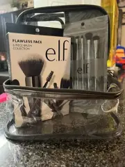 Elf Clear Carry Case W/ Flawless Face And Smoky Eyes Brush Sets New!