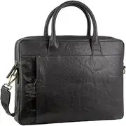 [Pierre Cardin] Leather Multi-Handle Computer Laptop Bag - Black