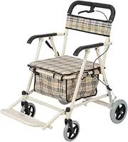 Walker,Foldable Rollator Walker with Seat for Elderly Shopping Trolley, Lightweight 4 Wheeled Adjustable Height, Walking Aid Walker for Shopping Basket Little Surprise