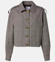[Self-Portrait] Self-Portrait Checked cotton and linen jacket AU 16 brown