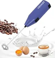 New Upgrade Milk Frother, Handheld Electric Foam Maker Whisk Drink Mixer for Coffee, Mini Foamer for Cappuccino, Frappe, Matcha - Coffee Frother, Battery Operated Mini Milk Foamer (Dark Blue)