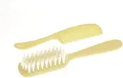 Baby Plastic Hair Brush and Comb Set, Soft nylon bristles are gentle on scalp