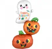Happy Halloween Ghost & Pumpkins Stacker SuperShape Foil Balloon