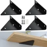 Black Shelf Bracket, 4 Pcs 3.1",Shelf Supports - Hidden Brackets for Floating Wo