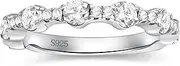 [RINEY&KY] Moissanite Rings for Women - Lab Created Diamond Wedding Bands for Women D Color VVS1 Clarity 3EX Cut 18K White Gold Plated Eternity Band Rings Sterling Silver Moissanite Ring Simulated