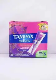 Tampax Radiant Unscented Tampons, Regular/Light Absorbency, 28 ct