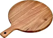 Ciieeo Wooden Round Pizza Tray Multi-Functional Steak Serving Plate Pizza Charcuterie Board Smooth Wood Board Food Wood Board Decorative Tabletop