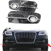 Car Front Bumper Lower Grille Fog Light Grill Cover Compatible For Audi Q5 2013 2014 2015 2016 Chrome Silver Fog Light Grille Car Styling(Right)