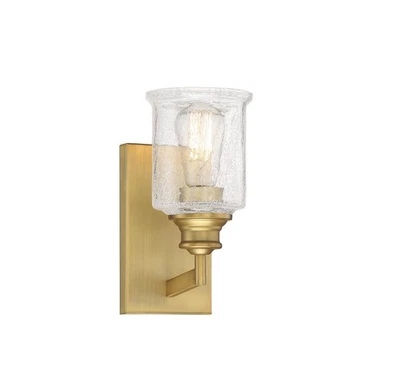 Hampton 1 Light Bathroom Vanity Light in Warm Brass by Savoy House -