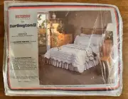 VINTAGE ZUCCHI OF ITALY BURLINGTON KING FLAT SHEET WHITE W/ PINK BLUE FLORAL