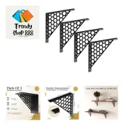 Black Tree Shelf Bracket for 8" & 10” Shelves - Pack of 4 Decorative Metal Sh...