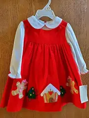 NWT Size 12M Sophie Rose 2pc red corduroy jumper dress w/ bodysuit Christmas