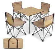 4 pcs Chair and 1 pcs Table Outdoor Aluminum Alloy Folding Table and Chair Set Camping Picnic Portable Supplies