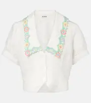[Rixo] Rixo Iveta cropped linen-blend wide-leg pants AU 16 white