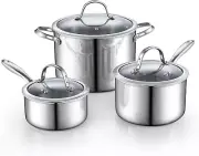 Stainless Steel Pots and Pans Set, Multi-Ply Clad Cookware Set 6 Piece, Kitchen