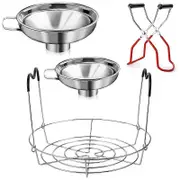 4 Pieces Canning Kit, 1PC Canning Rack+ 1PC Canning Jar Lifter Tong+ 2PC Canning Funnels, Canning Supplies Canning