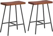 24" Saddle Seat Stools Set of 2, Industrial Backless Counter Height Bar Stools w