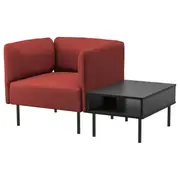 LILLEHEM armchair with side table, Gunnared brown-red/metal