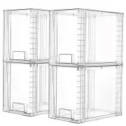 Vtopmart 4 Pack Clear Stackable Storage Drawers9.7" High Plastic Organizers B...