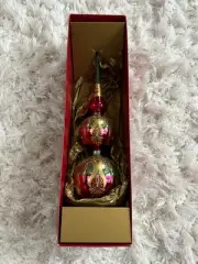 Waterford Maharaja Peacock Tree Topper, Mouth Blown Glass, Handpainted, NIB
