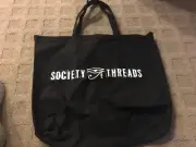Society Threads 100% Organic Cotton Canvas Bag Tote BLACK ECO Friendly Reusable