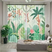 Monkey Hangs Branch Down 3D Blockout Photo Print Curtain Fabric Curtains Window