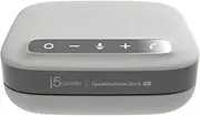 j5create USB-C Dual 4K Speakerphone Dock Pro, All-in-one Audio Dock for Video Conference, Dual 4K HDMI, USB-A x 2, USB-C, Ethernet, 100W Charging - Works with Teams, Zoom, and Google Meet (JCDS337)