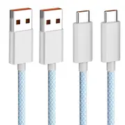 [2 Pack] Braided Fast Charging Cable Type-C Cable For Samsung Galaxy Huawei Oppo Apple MacBook M3/2023 (Blue)