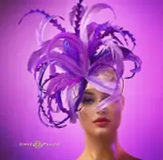 Aimee Fuller Kentucky Derby Hat Fascinator Purple Lilac Feather Royal Ascot Hat