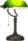 Black Green Table Lamp Banker Desk Lamp Pull Chain Switch Glass Light Fixture