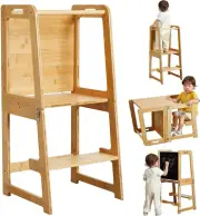 Learning Tower, Kids Foldable Learning Tower with Blackboard, 4-In-1 Foldable Ki