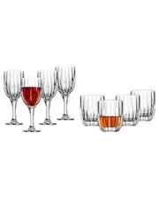 Godinger Pleat 8pc Goblet & Double Old Fashioned Glass Set