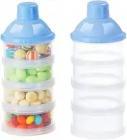 VOARGE Pack of 2 Milk Powder Dispenser, Formula Milk Powder Scoop for 4 Layers, Portable Baby Milk Powder Container, Milk Powder Container with Equaliser (Blue)