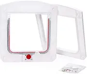 4-Way Lockable Cat Flap,Pet cat Door Hole Dog Door Hole can Control Two-Way Door for Free Entry and exit of Pets. (White, One Size)