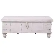 Surya Coffee Table Antique Handcrafted Solid Mango Wood Storage Trunk Chest Box