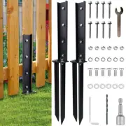 2 Pack Heavy Duty Steel Fence Repair Kit - Post Anchor Ground Spike for Repai...