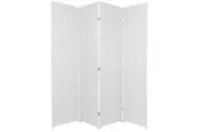 Woven Room Divider Screen White 4 Panel