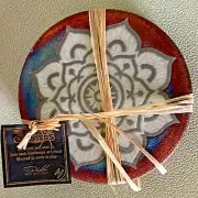 2 NWT Raku Mandala Coasters Handmade Signed Jeremy Diller