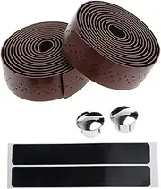 2 Rolls Vintage Leather Handlebar Tapes Road Bike Bicycle Motorcycle Handlebar Foam Wrap Grips Tape,Brown