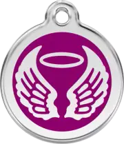 Red Dingo Enamel Angel Wings Tag - Purple - Lifetime Guarantee - Cat, Dog, Pet I