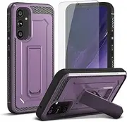 [ORETECH] for Samsung Galaxy A54 5G Case with[Tempered Glass Screen Protector][Built-in Kickstand][Heavy Duty Protection] Full Body Shockproof Anti-Silp Protective Cover for Samsung A54 Cover-Purple