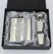 4 Piece 7oz Flask Gift Set, Stainless Steel Leather, Wine, Hip Flask, Whiskey,