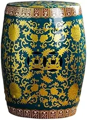 Ceramic Drum Table Decorative Garden stools, Decorative Ceramic Garden Stool, Glazed Hollow Floral Shoe-Changing Stool Drum Stool, Suitable for Outdoor Garden,(Blue)