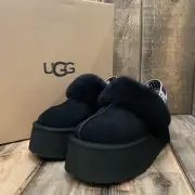 NEW UGG FUNKETTE SLIPPER PLATFORM SLINGBACK SLIDE BLACK SUEDE WOMEN US 9 EU 40