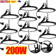 10x 200W UFO LED High Bay Lights Workshop Warehouse Industrial Factory Lamp Shed