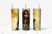 20oz skinny Stainless steel insulated tumbler- Johnny Depp/Jack Sparrow inspired