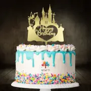 Fairytale Castle "Happy Birthday" Acrylic Cake Topper Princess-Themed
